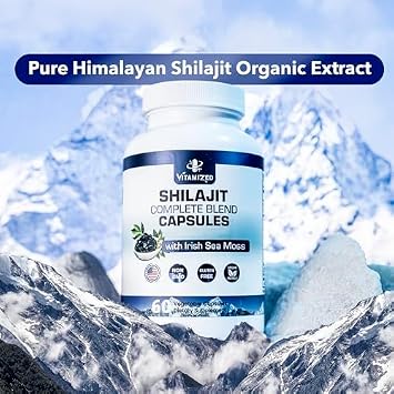 Himalayan Shilajit for Men & Women - Shilajit Ashwagandha Supplements + Irish Sea Moss, Tongkat Ali, PQQ & More - 60 Capsules