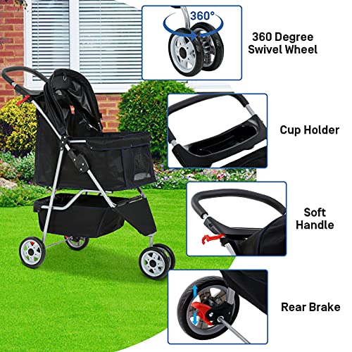 Best 3 Wheels Pet Stroller for Dog Stroller Cat Stroller, Lightweight and Foldable Pet Jogger Stroller, Carrier… - Image 7