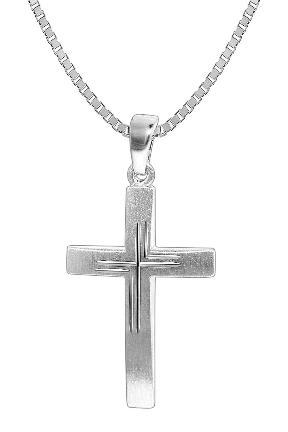 trendor Herren-Halskette mit Kreuz 925 Silber 31x19 mm 35850 | Kreuz Kette 50 cm Silber 925, modische Geschenkidee, zeitloser Herrenschmuck