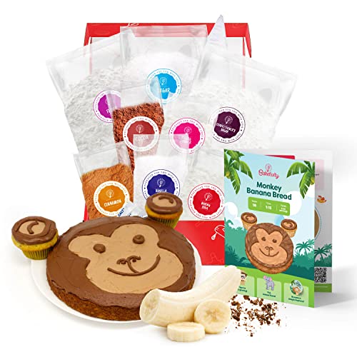 Baketivity Monkey Banana Bread Kids Baking Kit with PreMeasured Ingredients