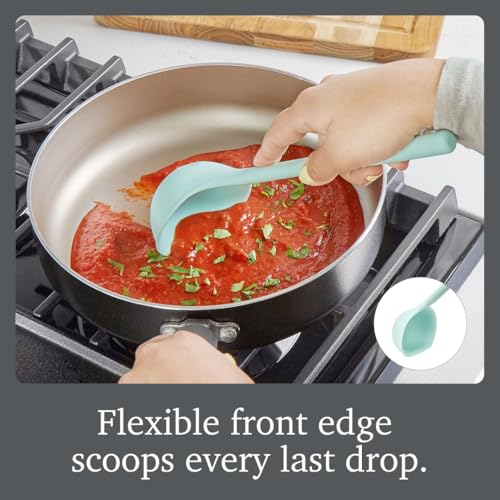Image of Tovolo Flex Core Small Silicone Ladle Aqua Seafoam Green Heat Safe Silicone Soup Ladle BPA Free, Dishwasher Safe Small Kitchen Ladle with Precision Pour Lip for Serving Sauces Soups Gravies