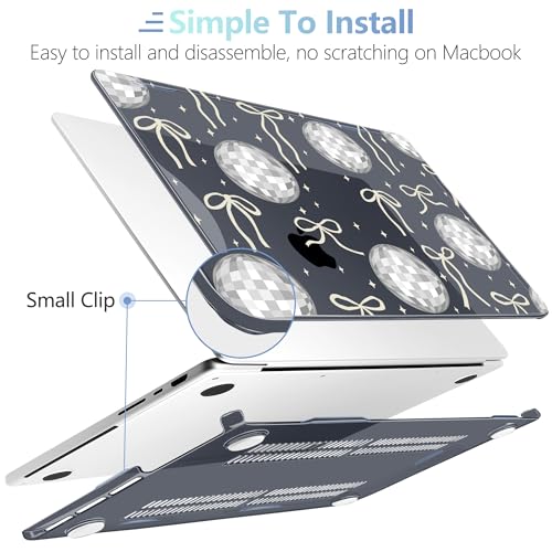 Image of MEEgoodo Case for MacBook Pro 14 inch (M5 /M4 /M3 /M2 /M1) Pro /Max 2026 2025 2024 2023 2021, Laptop Case Fit Model A3427 /A3426 /A3434 /A3112 /A3401 /A3185 /A2918 /A2992 /A2779 /A2442, Silver Disco Balls & Bows