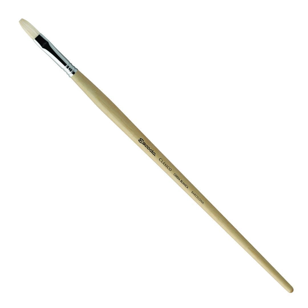 Escoda Clasico White Chungking Bristle Brush - Series 4829 - Flat - Long Handle - Size: 20