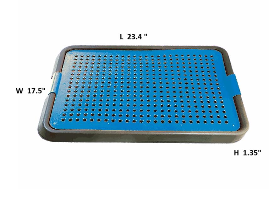 Image of Indoor Dog Potty Tray with Grate - No Paw Contact - Easy Clean Pee Pad Holder for Small & Medium Dogs - Reusable Pet Toilet Training Solution for Apartments & Indoor Use (Blue, Large)