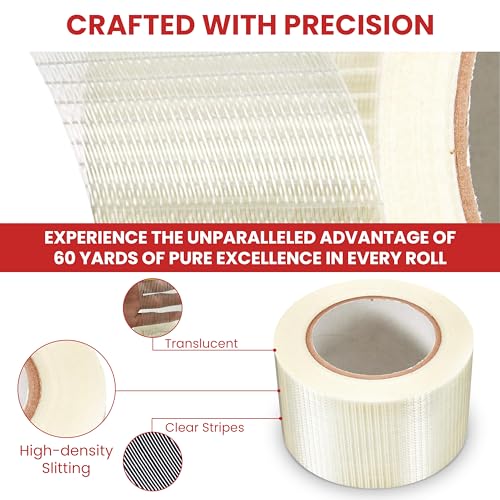 Image of GGR Supplies T.R.U. FIL-835B /D Transparent Bi-Directional Filament Strapping Tape: 7 in. x 60 yds.
