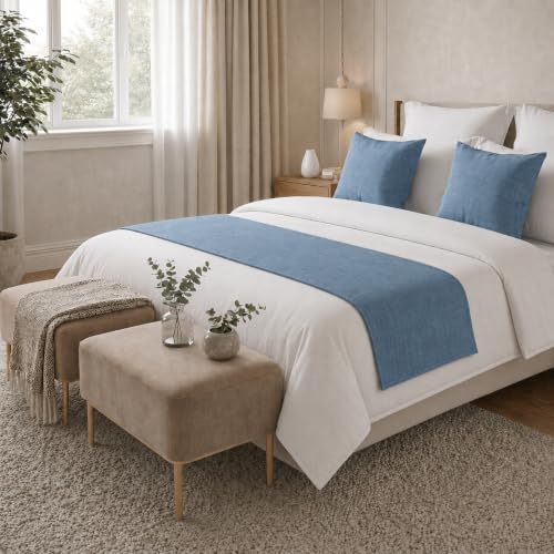 SEESNOW Solid Bed Runner with Pillows