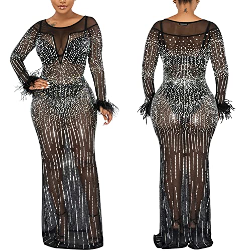 Image of PORRCEY Sexy Elegant Rhinestone Party Club Night Formal Dress for Women