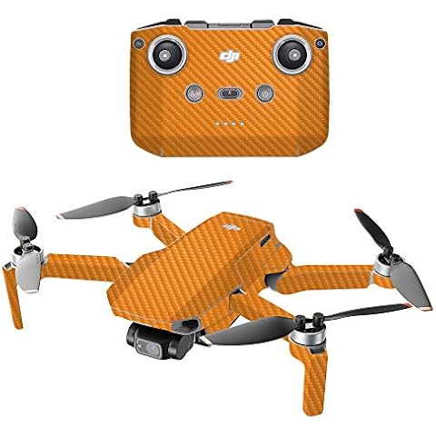 Mighty Skins Carbon Fiber Compatible with DJI Mini 2 Portable Drone - Solid Orange Protective, Durable Textured Carbon Fiber Finish Easy to Apply and Change Styles Made in The USA Cover