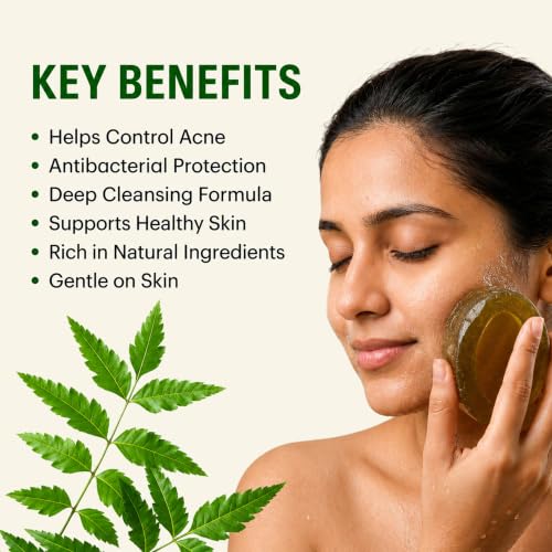 Image of Herbal Handmade Bathing Soap 100gm (1 Piece) | Neem Soap for Deep Cleansing | Removes Dirt & Impurities | No Mineral Oils | Suitable for All Skin Types