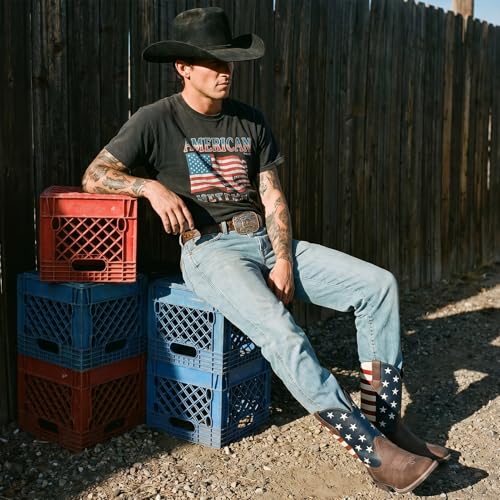 Image of Cowboy Boots For Men - Western Boot Men's Cowboy Boots With Square Toe | Cowboy Western Boot | Pull-on Boots| Old West Style Embroidered