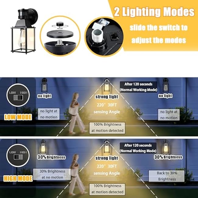 COTTAGE LIFE Black Wall Mount Porch Lights Sconces