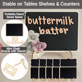 CraftyBook Mini Chalkboard Signs - 20pc Small Chalkboard Sign With Easel Stands