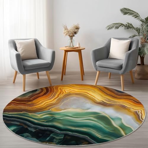 Tapis rond salon 180cm au design abstrait de texture agate unique - 4