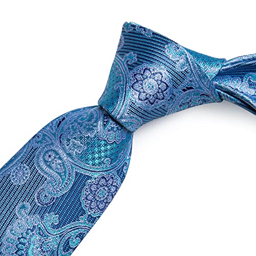 Image of DiBanGu Mens Paisley Tie Sets Silk Jacquard Woven Floral Necktie and Pocket Square Cufflinks Wedding Business Party