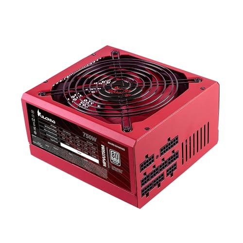 Mars Gaming MPVU750M, Fuente Alimentación Full Modular 750W ATX, 10 Años Garantía, 80Plus Silver +87% Eficiencia, Ventilador 140mm FDB con Tecnología AI RPM, Condensadores Japoneses 105º, Rojo