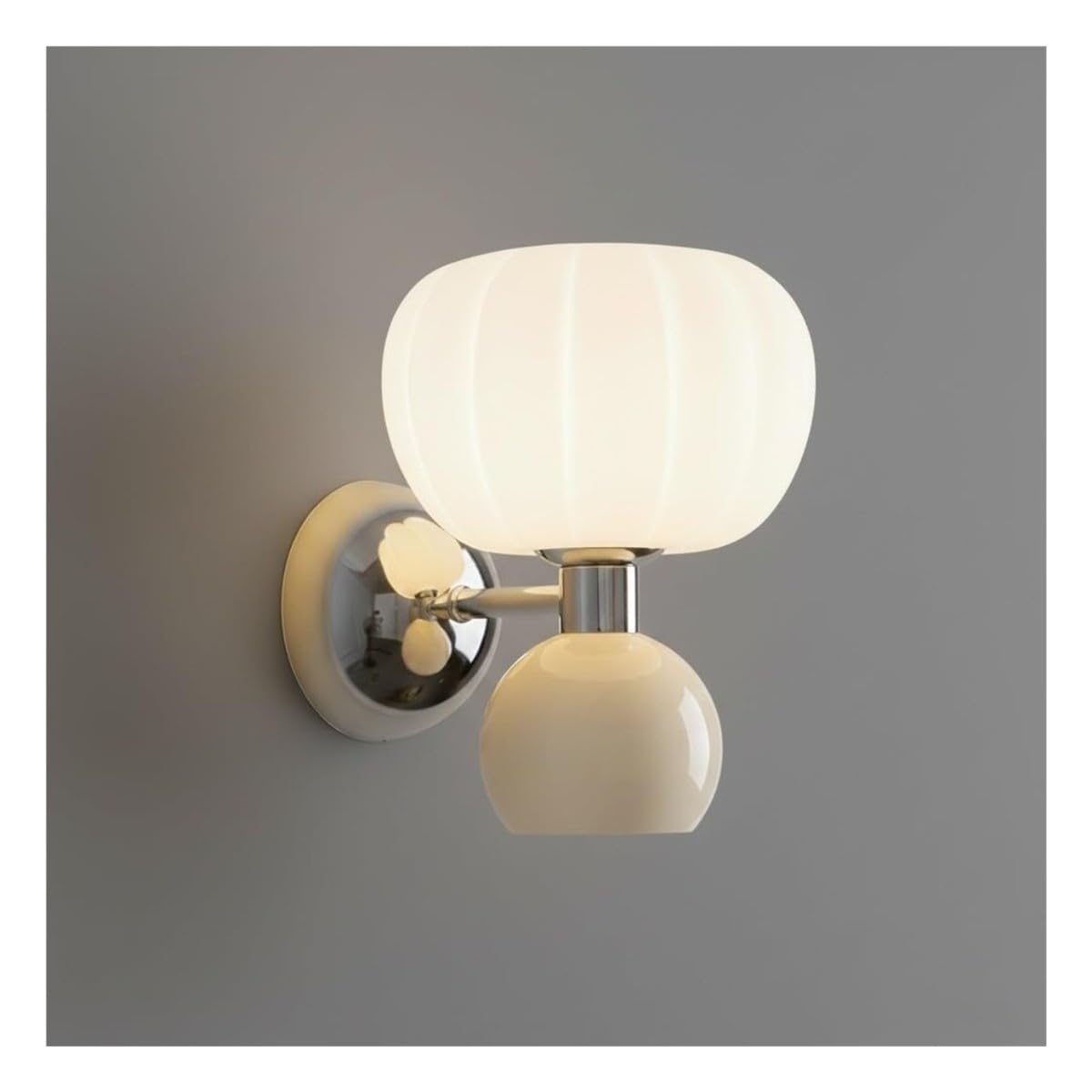 Aplique de pared nórdico de doble globo luz de dormitorio cromada vidrio