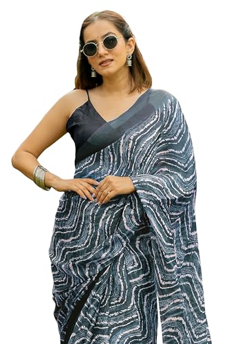Image of MIRCHI FASHION Saree for Woman Chiffon Shibori Printed | Lightweight Regular Use and Professional Office Sari with Blouse Piece