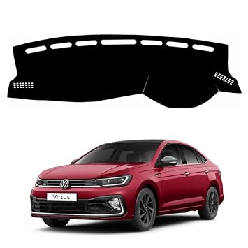 Car Dashboard Cover Compatible with Volkswagen Virtus 2022 to 2025 Dustproof, UV Resistant | All-Weather Protection | Custom Fit Car Accessories (Balck)