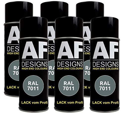 Alex Flittner Designs 6X Ral Pintura en Espray Pintura Coche Laca Colorida Lata de Aerosol RAL7011 Gris Hierro Seda Mate