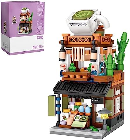 JoyMeet Japanese Matcha Shop Set Building Kit Street View Modular House Building Kit Mini Bricks 379 Pcs NOT Compatible with LEGO Architecture Creator