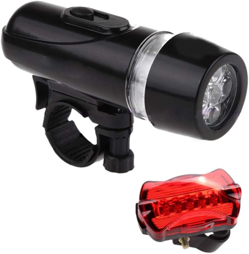 Bike Front Light, Bike Lights Set, Bicycle Lamp 5led Mountain Bike Waterproof Headlight Taillight Combination for Bicycle Black : Sports & Outdoors