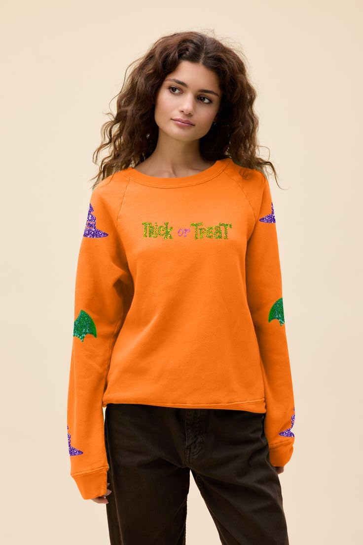 LUKYCILD Halloween Cat Sweatshirt Women Spooky Season Shirts Cute Ghost Cat Pumpkin Tee Halloween Crewneck Pullover Top - Image 2