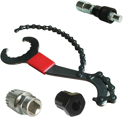 Látigo de cadena de bicicleta 3 en 1 Llave removedor de piñón de cadena de bicicleta Rotor de bloqueo de casete de rueda libre Soporte de extracción