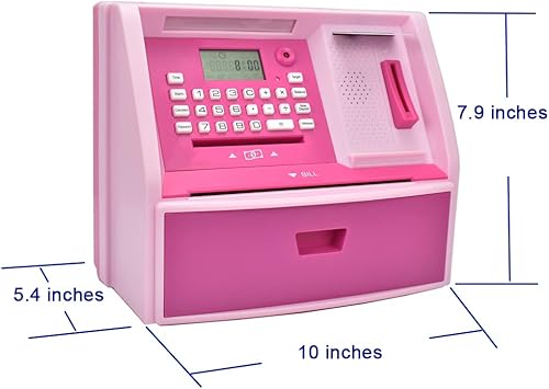 Miniatura 2 de ATMBnk Alcancía electrónica para niñas y niños, cuenta, aprende y logra objetivos financieros con esta bonita y segura alcancía de juguetes para