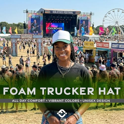 Image of Funky Junque Foam Trucker Hat, Trucker Hats for Women & Men - Blank Adjustable Snapback Mesh Back Baseball Cap