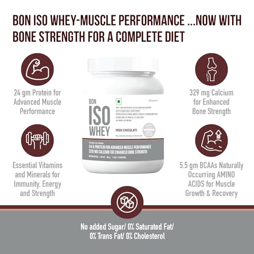 Image of 100% Protein Isolate, Irish Chocolate | 1.8kg, 60 Servings in Pack of 4 | Muscle Strength and Bone Health | 24g Protein, 329 mg Calcium, 5.5g BCAA, Essential Vitamins, Minerals | For All Gender | Athletes, Sports, Fitness Enthusiasts