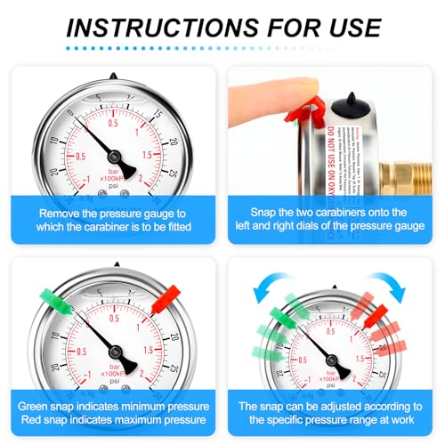 Image of MEANLIN MEASURE -30inHG~30Psi Vacuum Pressure Gauge 1 /4 inch NPT 2.5 inch FACE DIAL, Stainless Steel Liquid Filled Pressure Gauge WOG Water Oil Air Center Back Mount (with 2PCS Snaps)