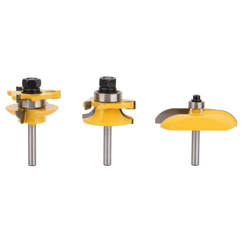 Set di 3 frese per profili a cassetta e stile con gambo da 1/4 pollice, fresa in carburo per lavorazione del legno con rivestimento resistente al calore, adatta a legni duri,