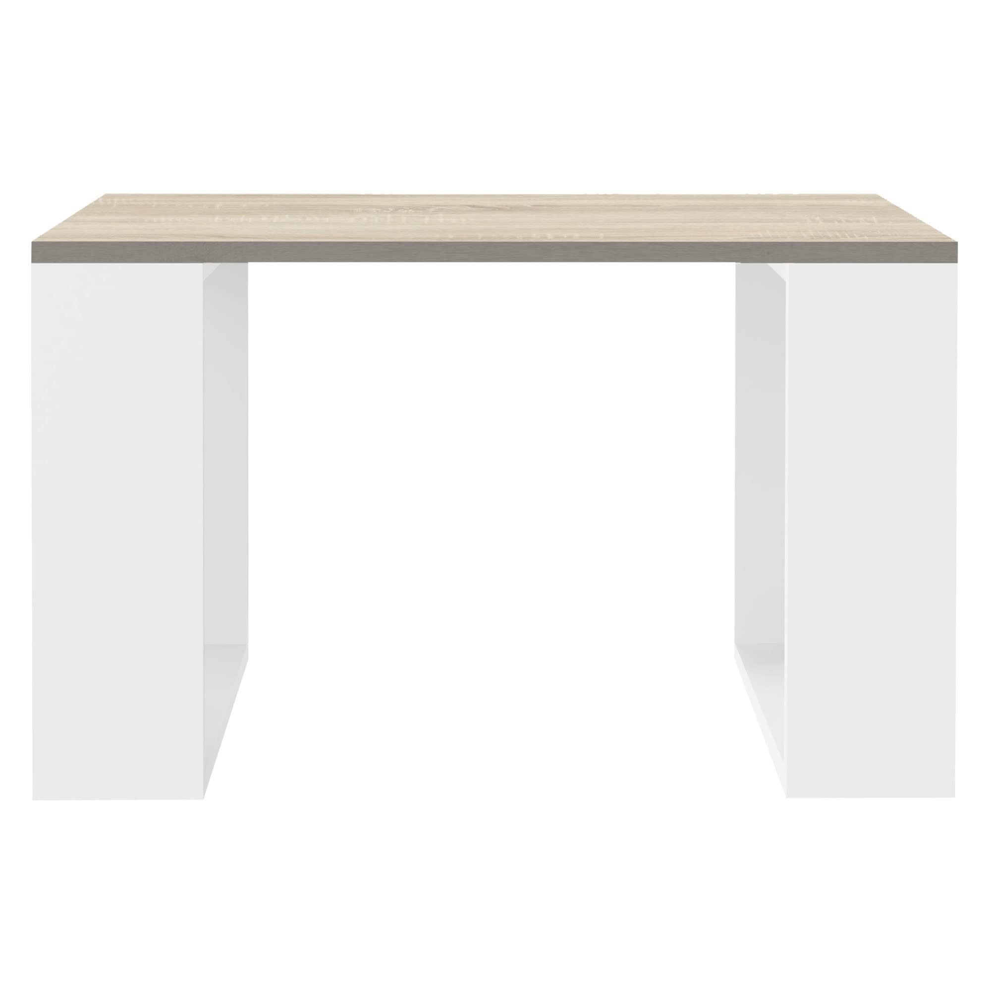 ML-Design Mesa de Centro 65 x 65 x 40 cm Tablero de Madera de Roble Patas Metálicas Blancas Mesita Cuadrada Auxiliar para Salón y Oficina Mesilla Estilo Moderno Velador de Sofá para Té y Café Cómoda