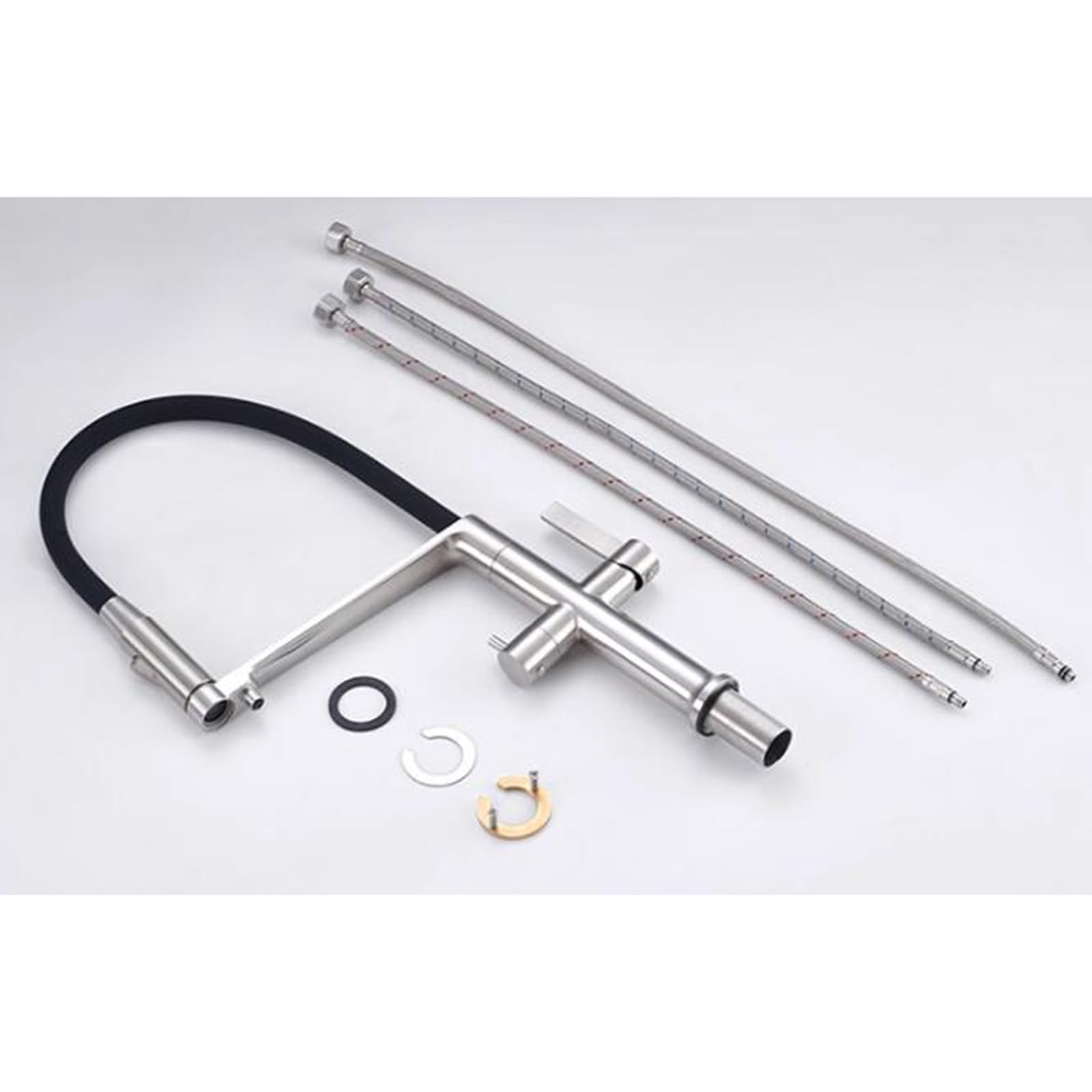 Grifo Cocina 3 Vias Osmosis Flexible Rotación Agua Pura Grifo Cocina Fregadero 3 Vias Acero Inoxidable-Gris