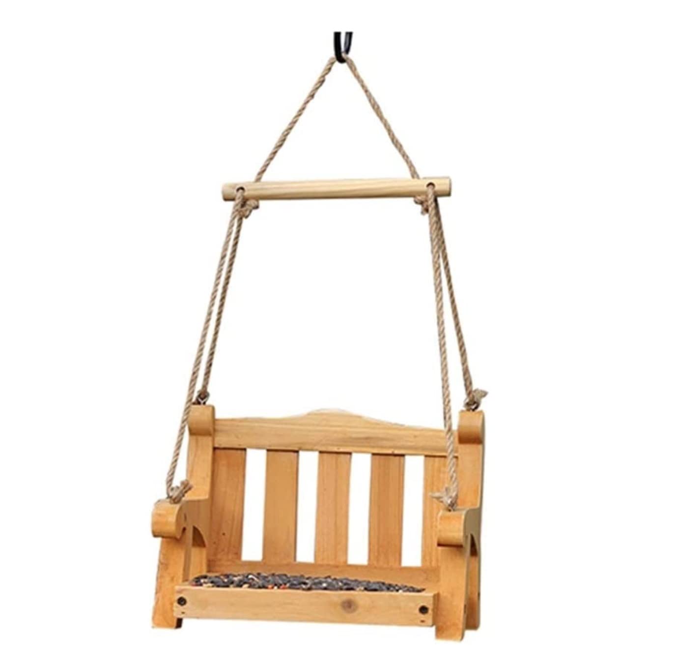 Ptaków Ogrodowych Drewniany Karmnik Dla Ptaków Trwały Wiszący Dzikich Okoń Ławka Ogrodowa Huśtawka Karmnik(White)