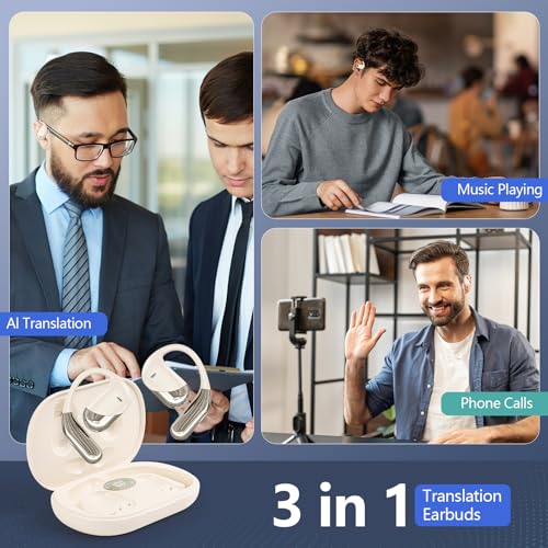 Image of AI Translator Earbuds Real-Time 144 Languages & Accents, 3-in-1 Open Ear Wireless Bluetooth Earbuds with Charging Case,Translation Device for Travel Business Learning Compatible with iOS and Android