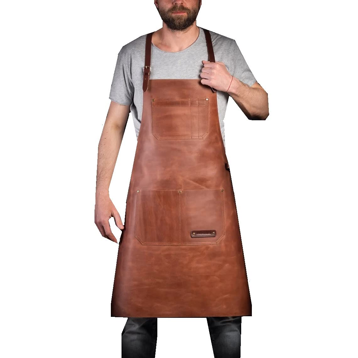 Lederschürze für Schreiner, Holzbearbeitung, Schmiedekunst – Leder-Grillschürze, Holz-Lederschürze, Küchenschürze für Koch, für Herren und Damen