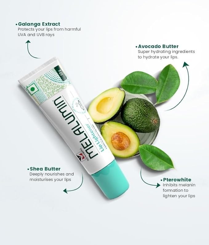 Image of MELAALUMIN Lip Lightener Spf 15 10Gm, Reduces Pigmentation, Moisturizes, and Protects Against Sun Damage (Pack of 1)