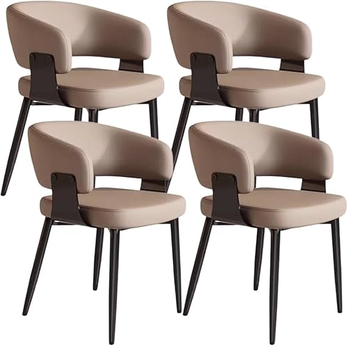 Miniatura 25 de YVYKFZD Juego de sillas de comedor, silla de comedor con patas de metal y respaldo curvo, sillas de cocina tapizadas de cuero, reposabrazos, silla