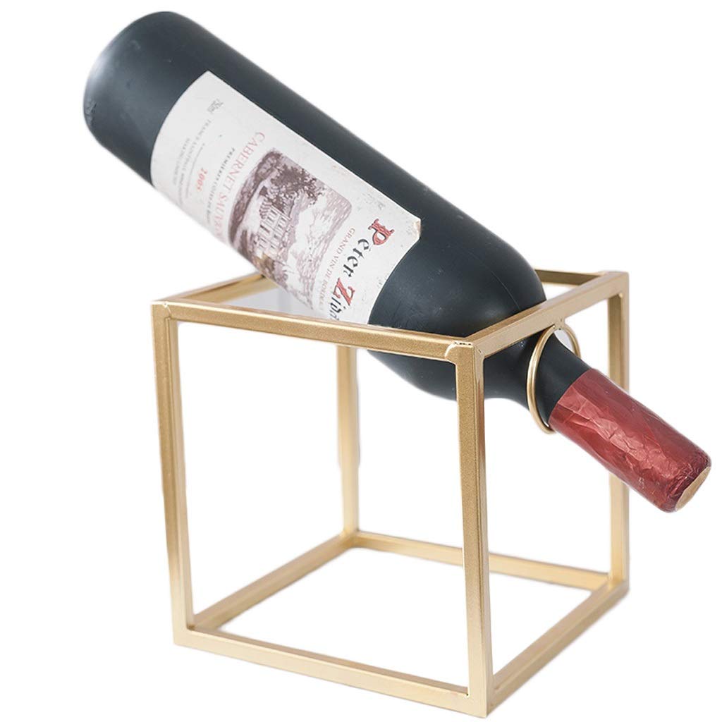 Botellero independiente de encimera Titular de la botella de vino Simple Hierro Arte Vino Botella de vino Estante Creativo Geométrico Metal Metal Taltop Estante de Vino Sala de estar Decoración ahorra