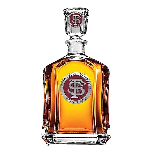 Heritage Pewter Florida State Seminoles Capitol Decanter | 24 OZ Whiskey Decanter for Liquor with Airtight Stopper | Expertly Crafted Pewter Glass with Gift Box Clear
