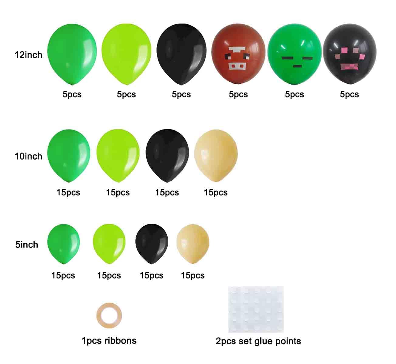 Game Balloon Arch Garland Kit 150Pcs Latex Balloons Miner Party Decorations Video Game Theme Party Supplies - Image 2