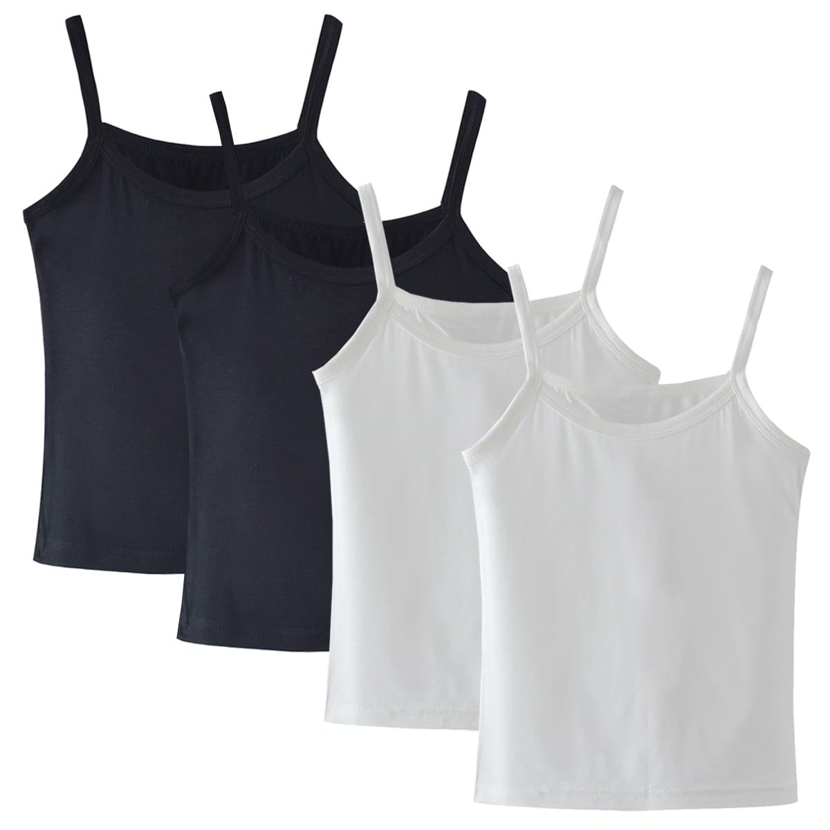 Lohhbve 4er-Pack Klassische, solide Camisole-Unterhemden für Kinder für 2–10 Jahre, Kleinkind-Mädchen, Baumwoll-Racerback-Tanktop, Multipack