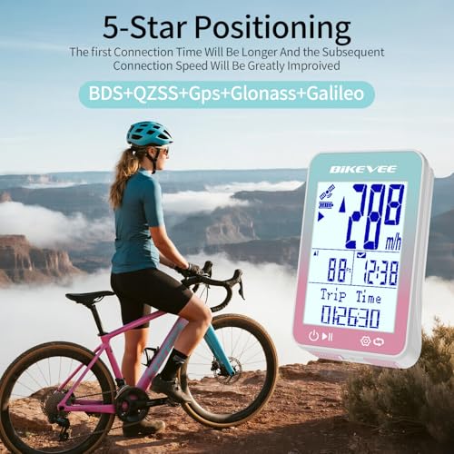 Image of GPS Bike Computer Wireless Bicycle Speedometer Odometer 9 Languages Auto Backlight Auto Start Stop IPX7 Waterproof 2.4 Inch LCD Supports MPH KMH