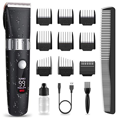 Professional Hair Clippers for Men, Cordless Hair Trimmer Beard Trimmer Men Haircut Kit USB Rechargeable Waterproof with LED Display
