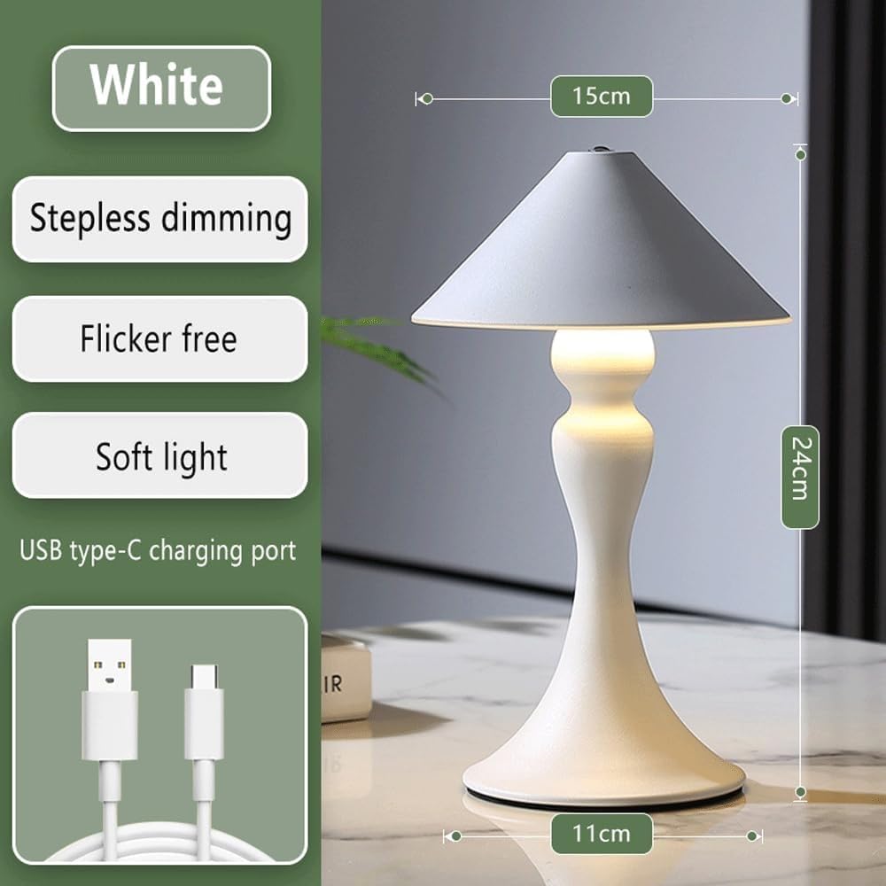 Vintage Classic LED Tembarm Interrupteur Touch Ambience Petit Bureau Lumière Lumière Matériel Restauration Acrylique Café de Bureau Lampe USB USB CHARGETT Innovate