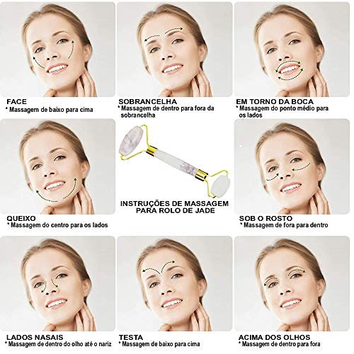 Rolo Massageador Facial Anti Estresse Quartzo Branco + Suporte Celular CBRN15634