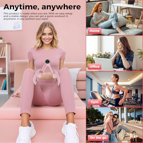 Image of Inner Thigh Exerciser Pro 2025 - Auto-Rep Tracking, Custom Resistance, LED Pelvic Trainer, 360 Leg & Glute Toner for Women (Pink)