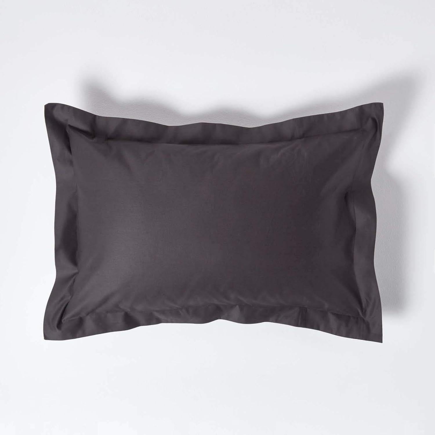 HOMESCAPES 1000 Thread Count Egyptian Cotton Grey Oxford Size Pillowcase Pack of 2