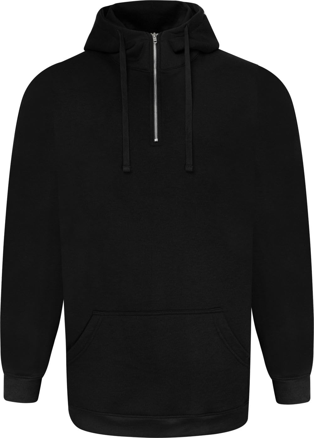 Uptheir Mens Bucket Quarter Zip Fleece Backed Zip Hoodie - Black - 5XL